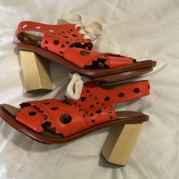 Anthropologie Leifsdottir Leather wooden heeled Women’s shoes - Picture 2 of 15